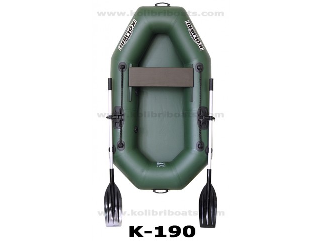 KOLIBRI - Надуваема ЕДНОМЕСТНА РИБАРСКА лодка "K-190", Размери: 190x105 cm, Товароносимост: 100 кг, Цвят: Зелен