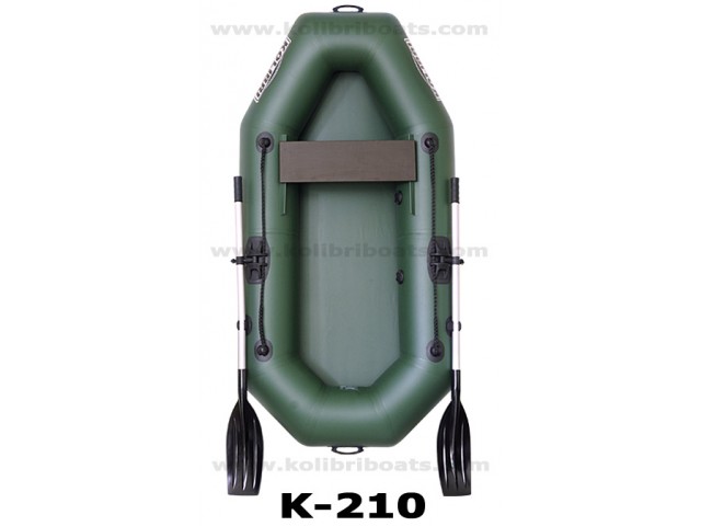 KOLIBRI - Надуваема ЕДНОМЕСТНА РИБАРСКА лодка "K-210", Размери: 210x105 cm, Товароносимост: 110 кг, Цвят: Зелен