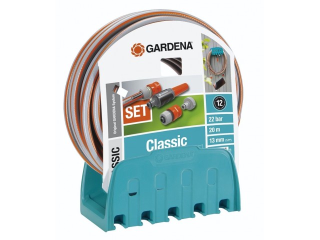 GARDENA 18005-20 Комплект стенен държач с маркуч и конектори на GARDENA