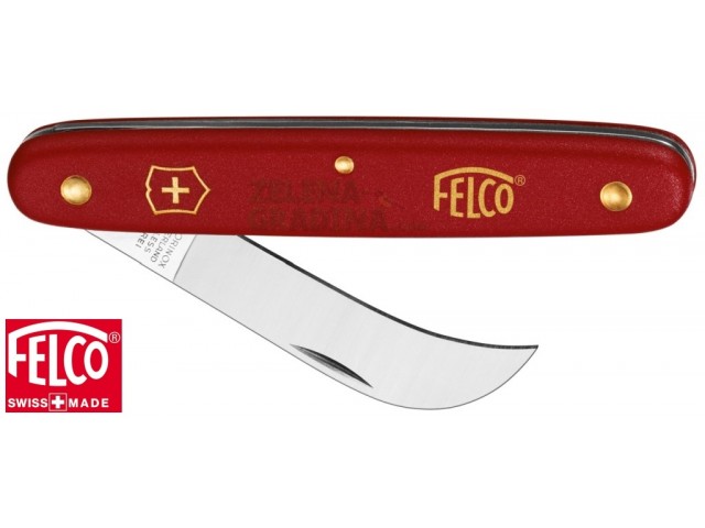 FELCO 3.90.60 - Ножче за подрязване (косер) с червена пластмасова дръжка, с алуминиева облицовка отвътре, извито острие от неръждаема стомана с дължина 57 mm