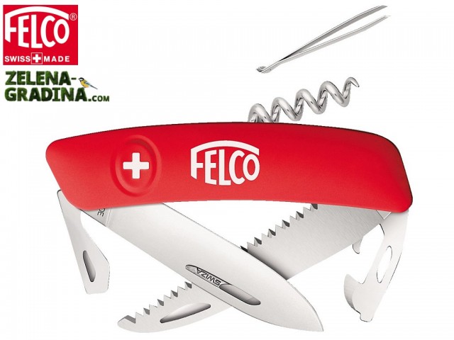FELCO 505 - Мултифункционално джобно ножче с 10 функции: ножче • пинсета • заключване на острието • тирбушон • 2х2 комбинирани инструмента • мини-трион, Дължина: 95 mm, Тегло: 105 гр.