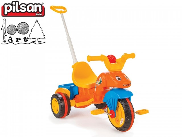 PILSAN 07128 - Триколка Мотор "Caterpillar", Цвят: Оранжев, Размери: 90x104x48.5 см, Тегло: 5 кг
