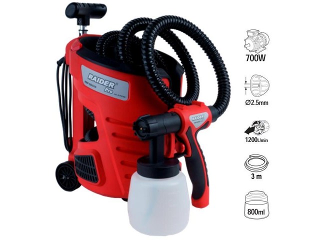 RAIDER 074104 - ПИСТОЛЕТ ЗА БОЯ С ЕЛ. КОМПРЕСОР 700W, 800ml, RDP-SGC05
