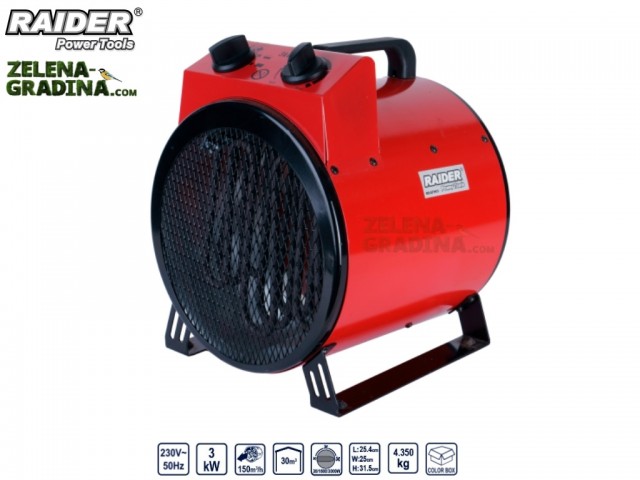 RAIDER 078806 - Електрически калорифер RAIDER RD-EFH03, Мощност: 3 kW