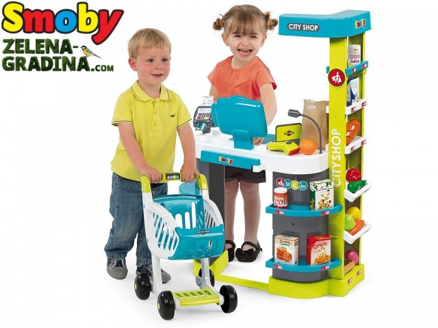 SMOBY 7600350207 - Детски комплект "Супермаркет с количка", Размери :86 x 60 x 33